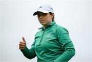 22 September 2022; Aideen Walsh of Ireland after playing her shot from the 17th tee box during round one of the KPMG Women's Irish Open Golf Championship at Dromoland Castle in Clare. Photo by Brendan Moran/Sportsfile