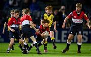 23 September 2022; Action between Clondalkin RFC and Old Wesley RFC during the Half-time Minis at the United Rugby Championship match between Leinster and Benetton at RDS Arena in Dublin. Photo by Brendan Moran/Sportsfile