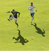 24 September 2022; Steven Davis of Northern Ireland in action against Milot Rashica of Kosovo during the UEFA Nations League C Group 2 match between Northern Ireland and Kosovo at National Stadium at Windsor Park in Belfast. Photo by Ramsey Cardy/Sportsfile