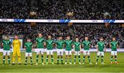 27 September 2022; The Republic of Ireland team line up before the UEFA European U21 Championship play-off second leg match between Israel and Republic of Ireland at Bloomfield Stadium in Tel Aviv, Israel. Photo by Seb Daly/Sportsfile
