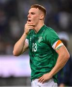 27 September 2022; Jake O'Brien of Republic of Ireland after the UEFA European U21 Championship play-off second leg match between Israel and Republic of Ireland at Bloomfield Stadium in Tel Aviv, Israel. Photo by Seb Daly/Sportsfile