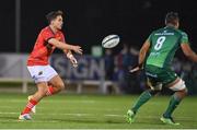 7 October 2022; Joey Carbery of Munster in action against Jarrad Butler of Connacht during the United Rugby Championship match between Connacht and Munster at The Sportsground in Galway. Photo by Brendan Moran/Sportsfile