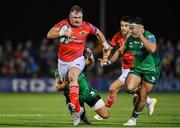 7 October 2022; Dave Kilcoyne of Munster is tackled by Dave Heffernan and Denis Buckley of Connacht during the United Rugby Championship match between Connacht and Munster at The Sportsground in Galway. Photo by Brendan Moran/Sportsfile