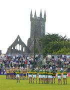 23 May 2004; The Kerry and Clare teams stand for the national anthem before the game. Bank of Ireland Munster Senior Football Championship, Clare v Kerry, Cusack Park, Ennis, Co. Clare. Picture credit; Brendan Moran / SPORTSFILE