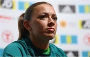 10 October 2022; Katie McCabe during a Republic of Ireland Women press conference at Hampden Park in Glasgow, Scotland. Photo by Stephen McCarthy/Sportsfile