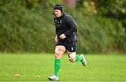 15 October 2022; Seán O'Brien of Naas warms up before the Energia All-Ireland League Division 1B match between Old Belvedere and Naas RFC at Old Belvedere RFC in Dublin. Photo by Sam Barnes/Sportsfile