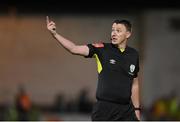26 October 2022; Referee Damien MacGraith during the SSE Airtricity League First Division play-off semi-final first leg match between Treaty United and Waterford at Markets Field in Limerick. Photo by Seb Daly/Sportsfile