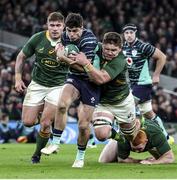 5 November 2022; Jimmy O'Brien of Ireland is tackled by Jasper Wiese of South Africa during the Bank of Ireland Nations Series match between Ireland and South Africa at the Aviva Stadium in Dublin. Photo by John Dickson/Sportsfile