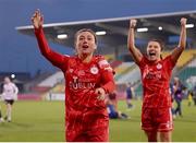 6 November 2022; Megan Smyth-Lynch, left, and Keeva Keenan of Shelbourne celebrate after the EVOKE.ie FAI Women's Cup Final match between Shelbourne and Athlone Town at Tallaght Stadium in Dublin. Photo by Stephen McCarthy/Sportsfile