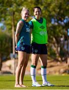 9 November 2022; Denise O'Sullivan, left, and Niamh Fahey during a Republic of Ireland Women training session at Dama de Noche Football Center in Marbella, Spain. Photo by Andres Gongora/Sportsfile