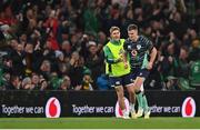 5 November 2022; Jonathan Sexton of Ireland celebrates with Jack Crowley after kicking a penalty during the Bank of Ireland Nations Series match between Ireland and South Africa at the Aviva Stadium in Dublin. Photo by Brendan Moran/Sportsfile