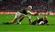 10 November 2022; Simon Zebo of Munster scores his side's second try during the match between Munster and South Africa Select XV at Páirc Ui Chaoimh in Cork. Photo by David Fitzgerald/Sportsfile