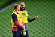 11 November 2022; Head coach Andy Farrell, right and assistant coach Mike Catt during the Ireland Rugby captain's run at Aviva Stadium in Dublin. Photo by Brendan Moran/Sportsfile