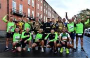 30 October 2022; Runners from Dublin fire brigade before the 2022 Irish Life Dublin Marathon. 25,000 runners took to the Fitzwilliam Square start line to participate in the 41st running of the Dublin Marathon after a two-year absence. Photo by Sam Barnes/Sportsfile