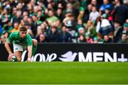 12 November 2022; Jack Crowley of Ireland lines up a conversion kick during the Bank of Ireland Nations Series match between Ireland and Fiji at the Aviva Stadium in Dublin. Photo by Harry Murphy/Sportsfile