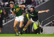 12 November 2022; James Morris of Clonmel Commercials in action against Mark Cronin of Nemo Rangers during the AIB Munster GAA Football Senior Club Championship Quarter-Final match between Nemo Rangers and Clonmel Commercials at Páirc Uí Chaoimh in Cork. Photo by Matt Browne/Sportsfile