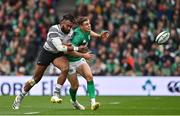 12 November 2022; Garry Ringrose of Ireland is tackled by Waisea Nayacalevu of Fiji during the Bank of Ireland Nations Series match between Ireland and Fiji at the Aviva Stadium in Dublin. Photo by Brendan Moran/Sportsfile