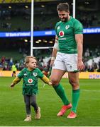 12 November 2022; Stuart McCloskey of Ireland with his son Arlo after the Bank of Ireland Nations Series match between Ireland and Fiji at the Aviva Stadium in Dublin. Photo by Brendan Moran/Sportsfile