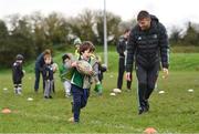13 November 2022; Leinster Rugby player Ross Byrne during a Dundalk RFC Minis training session at Dundalk RFC in Dundalk, Louth. Photo by Ramsey Cardy/Sportsfile