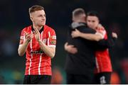 13 November 2022; Brandon Kavanagh of Derry City celebrates after the Extra.ie FAI Cup Final match between Derry City and Shelbourne at Aviva Stadium in Dublin. Photo by Stephen McCarthy/Sportsfile