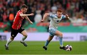 13 November 2022; Aodh Dervin of Shelbourne in action against Cameron Dummigan of Derry City during the Extra.ie FAI Cup Final match between Derry City and Shelbourne at Aviva Stadium in Dublin. Photo by Stephen McCarthy/Sportsfile