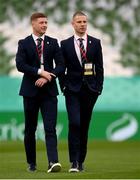 13 November 2022; Kameron Ledwidge, left, and Luke Byrne of Shelbourne before the Extra.ie FAI Cup Final match between Derry City and Shelbourne at Aviva Stadium in Dublin. Photo by Stephen McCarthy/Sportsfile