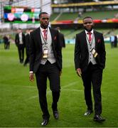 13 November 2022; Sadou Diallo, left, and James Akintunde of Derry City during the Extra.ie FAI Cup Final match between Derry City and Shelbourne at Aviva Stadium in Dublin. Photo by Stephen McCarthy/Sportsfile