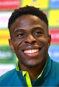 15 November 2022; Chiedozie Ogbene during a Republic of Ireland media conference at the FAI headquarters in Abbotstown, Dublin. Photo by Seb Daly/Sportsfile