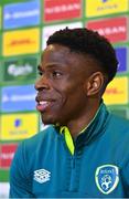 15 November 2022; Chiedozie Ogbene during a Republic of Ireland media conference at the FAI headquarters in Abbotstown, Dublin. Photo by Seb Daly/Sportsfile