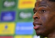 15 November 2022; Chiedozie Ogbene during a Republic of Ireland media conference at the FAI headquarters in Abbotstown, Dublin. Photo by Seb Daly/Sportsfile