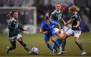 15 November 2022; Elisa Bartoli of Italy in action against Emily Wilson, left, Lauren Wade, centre, and Nadene Caldwell of Northern Ireland during the International friendly match between Northern Ireland and Italy at Seaview in Belfast. Photo by Ramsey Cardy/Sportsfile