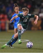 15 November 2022; Caragh Hamilton of Northern Ireland in action against Flaminia Simonetti of Italy during the International friendly match between Northern Ireland and Italy at Seaview in Belfast. Photo by Ramsey Cardy/Sportsfile