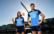 16 November 2022; Dublin hurler Eoghan O'Donnell and camogie player Emma O'Byrne in attendance at AIG Headquarters at the unveiling of the new Dublin GAA Jersey with sponsors AIG Insurance. Photo by David Fitzgerald/Sportsfile