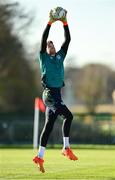 16 November 2022; Goalkeeper Mark Travers during a Republic of Ireland training session at the FAI National Training Centre in Abbotstown, Dublin. Photo by Seb Daly/Sportsfile