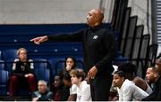 18 November 2022; Rider Broncs head coach Kevin Baggett during the 2022 MAAC/ASUN Dublin Basketball Challenge match between Rider Broncs and Stetson Hatters at National Basketball Arena in Dublin. Photo by David Fitzgerald/Sportsfile