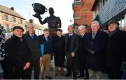 20 November 2022; In attendance at the unveiling of a statue of Cavan’s 1947 & 1948 All-Ireland winning captain John Joe O’Reilly at Market Square in Cavan, are Former footballers, from left, Phil Murray, Cavan; Ray Carolan, Cavan; Tadhg O'Donohue, Kerry; Paddy Carolan, Cavan; Mick O'Connell, Kerry; Jimmy Deenihan, Kerry; Jim McDonnell, Cavan; and Gabriel Kelly, Cavan. Photo by Ramsey Cardy/Sportsfile