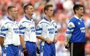 23 May 2004; Monaghan players stand for the national anthem. Bank of Ireland Ulster Senior Football Championship, Monaghan v Armagh, St. Tighernach's Park, Clones, Co. Monaghan. Picture credit; Pat Murphy / SPORTSFILE