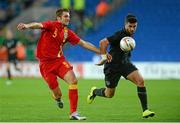 14 August 2013; Shane Long, Republic of Ireland, in action against Sam Ricketts, Wales. International Friendly, Wales v Republic of Ireland, Cardiff City Stadium, Cardiff, Wales. Picture credit: David Maher / SPORTSFILE