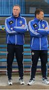 14 August 2013; Northern Ireland manager Michael O'Neill, left, and assistant manager Billy McKinlay before the game. 2014 FIFA World Cup Qualifier, Group F, Refixture, Northern Ireland v Russia, Windsor Park, Belfast, Co. Antrim. Picture credit: Liam McBurney / SPORTSFILE