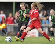 17 August 2013; Shauna Martin, Peamount United, in action against Nicole Plunkett, Shelbourne. FAI Umbro U14 Women's Cup Final, Peamount United v Shelbourne, Oscar Traynor Centre, Coolock, Dublin. Picture credit: Pat Murphy / SPORTSFILE