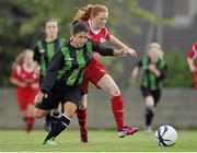 17 August 2013; Naima Chemaou, Peamount United, in action against Jessica Darby, Shelbourne. FAI Umbro U14 Women's Cup Final, Peamount United v Shelbourne, Oscar Traynor Centre, Coolock, Dublin. Picture credit: Pat Murphy / SPORTSFILE