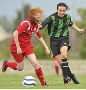 17 August 2013; Niamh Farrelly, Peamount United, in action against Jessica Darby, Shelbourne. FAI Umbro U14 Women's Cup Final, Peamount United v Shelbourne, Oscar Traynor Centre, Coolock, Dublin. Picture credit: Pat Murphy / SPORTSFILE