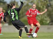 17 August 2013; Amy Ewing, Shelbourne, in action against Teigan Ruddy, Peamount United. FAI Umbro U14 Women's Cup Final, Peamount United v Shelbourne, Oscar Traynor Centre, Coolock, Dublin. Picture credit: Pat Murphy / SPORTSFILE