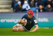 10 December 2022; Josh van der Flier of Leinster scores his side's sixth try during the Heineken Champions Cup Pool A Round 1 match between Racing 92 and Leinster at Stade Océane in Le Havre, France. Photo by Harry Murphy/Sportsfile