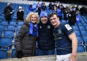 10 December 2022; Josh van der Flier of Leinster with his mother Olly and father Dirk after his side's victory in the Heineken Champions Cup Pool A Round 1 match between Racing 92 and Leinster at Stade Océane in Le Havre, France. Photo by Harry Murphy/Sportsfile