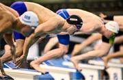 15 December 2022; Calum Bain competing in the heats of the Men's 100m freestyle during day one of the Irish National Winter Swimming Championships 2022 at the National Aquatic Centre, on the Sport Ireland Campus, in Dublin. Photo by David Fitzgerald/Sportsfile