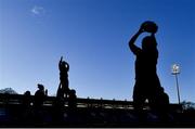 17 December 2022; Blackrock College players warm-up before the Energia AIL Women's Division Final match between Blackrock College and Railway Union at Energia Park in Dublin. Photo by Seb Daly/Sportsfile