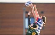 17 December 2022; Hannah O'Connor of Blackrock College takes possession in a lineout ahead of Carmen Rodera of Railway Union during the Energia AIL Women's Division Final match between Blackrock College and Railway Union at Energia Park in Dublin. Photo by Seb Daly/Sportsfile