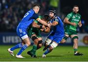 1 January 2023; Jarrad Butler of Connacht is tackled by Jonathan Sexton, left, and Caelan Doris of Leinster during the United Rugby Championship between Leinster and Connacht at RDS Arena in Dublin. Photo by Ben McShane/Sportsfile