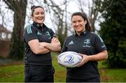 3 January 2023; Co-captains Hannah O'Connor, left, and Christy Haney during a Leinster Rugby Women's press conference at Leinster HQ in Dublin. Photo by Harry Murphy/Sportsfile